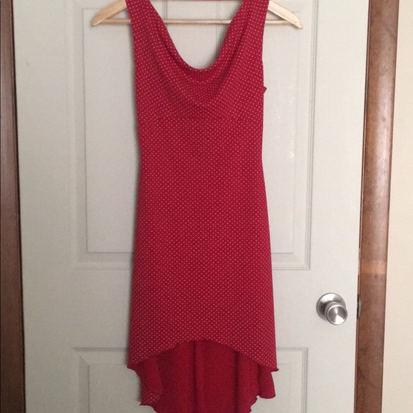 Hourglass Dresses & Skirts - Red mini white polka dot dress